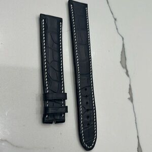 Authentic Chopard 20MM Croco Men’sWatch Strap Band Black White stitching Matte